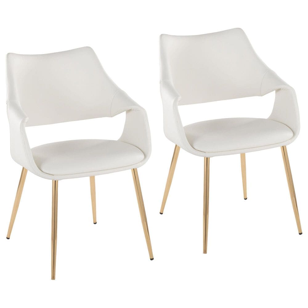 Lumisource Curvo Arm Chair with White Upholstered in Gold (Set of 2), , large