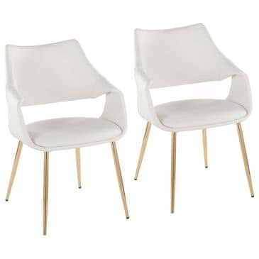Lumisource Curvo Arm Chair with White Upholstered in Gold (Set of 2), , large