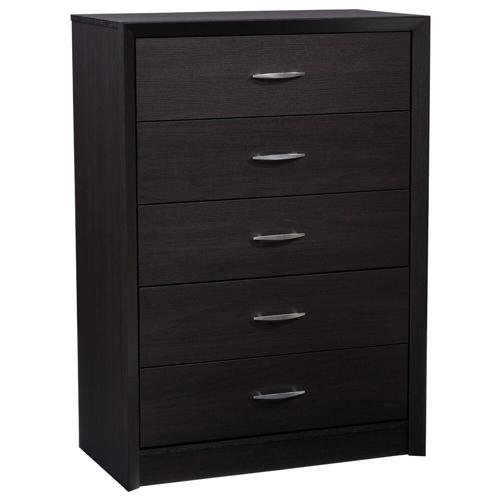 CorLiving Newport 5 Drawer Tall Dresser in Black Oak, , large