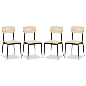 Baxton Studio Honore Dining Chair in Light Brown and Black (Set of 4), , large