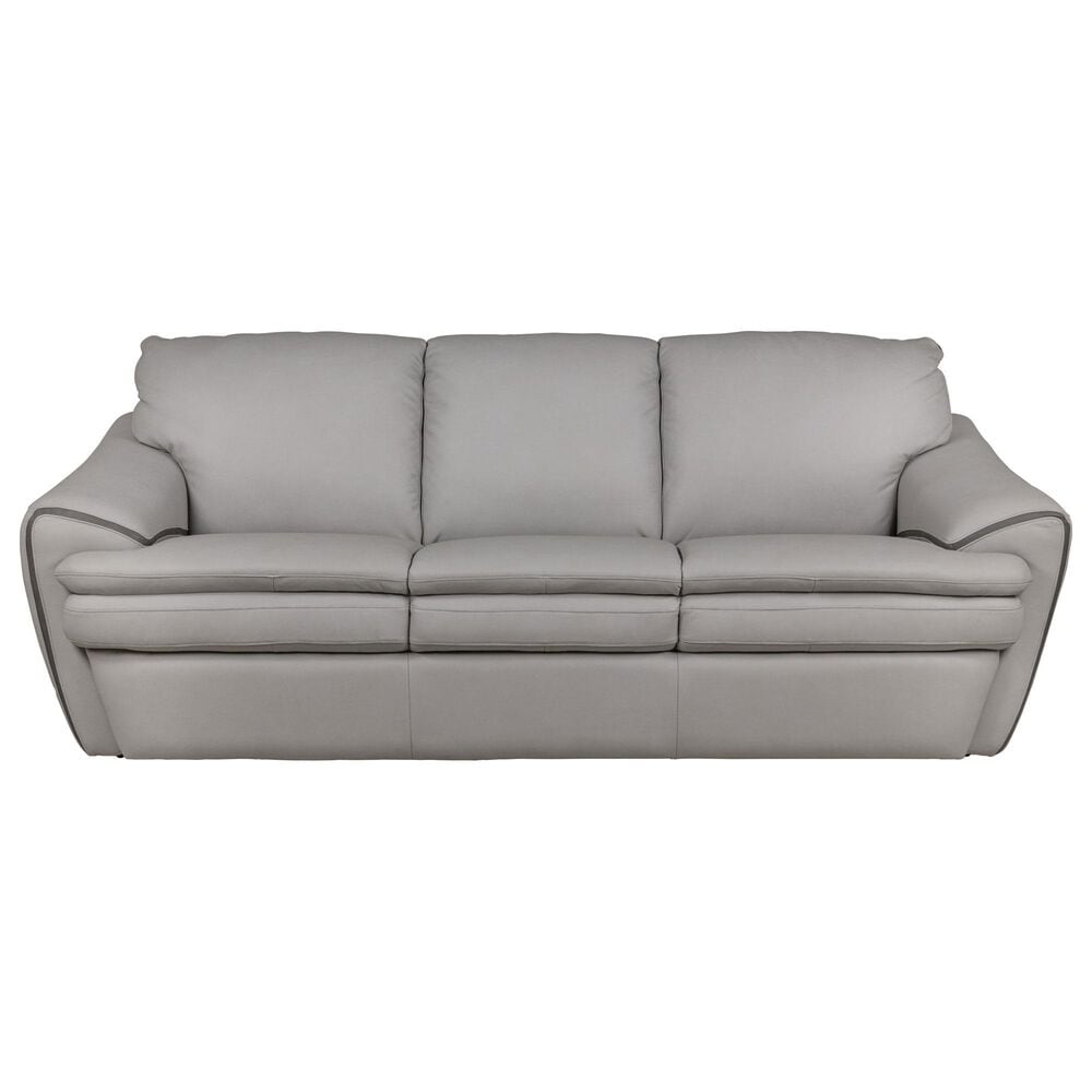 Superb Leather Leather Stationary Sofa in Oslo Grey, , large