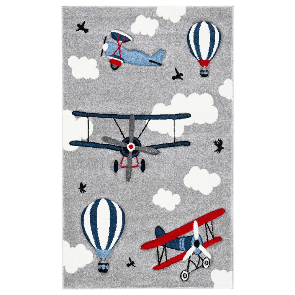 Safavieh Carousel 3"3" x 5"3" Light Grey and Red Kids Area Rug, , large
