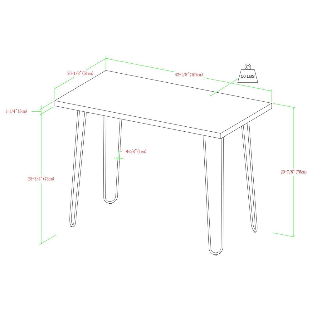 Walker Edison Hairpin 42&quot; Writing Desk in Chrome and White, , large