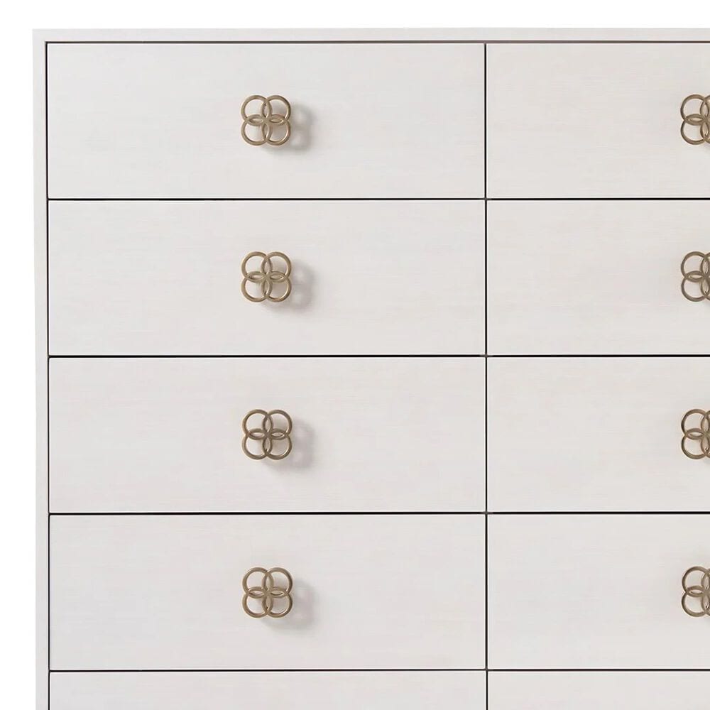 Furniture Worldwide Love Joy Bliss Peony 10 Drawer Chest in Alabaster and Soft Gold, , large