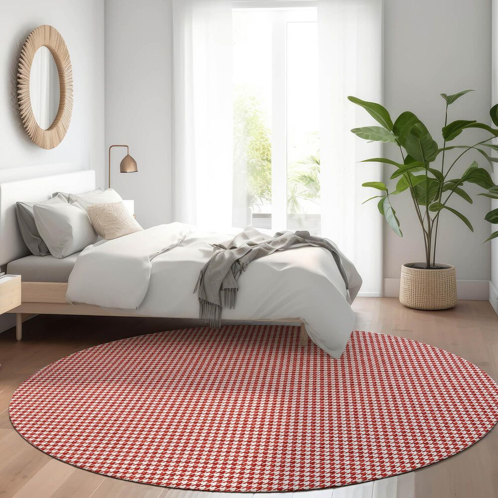 Dalyn Rug Company Hinton 4&#39; Round Red Indoor/Outdoor Area Rug, , large