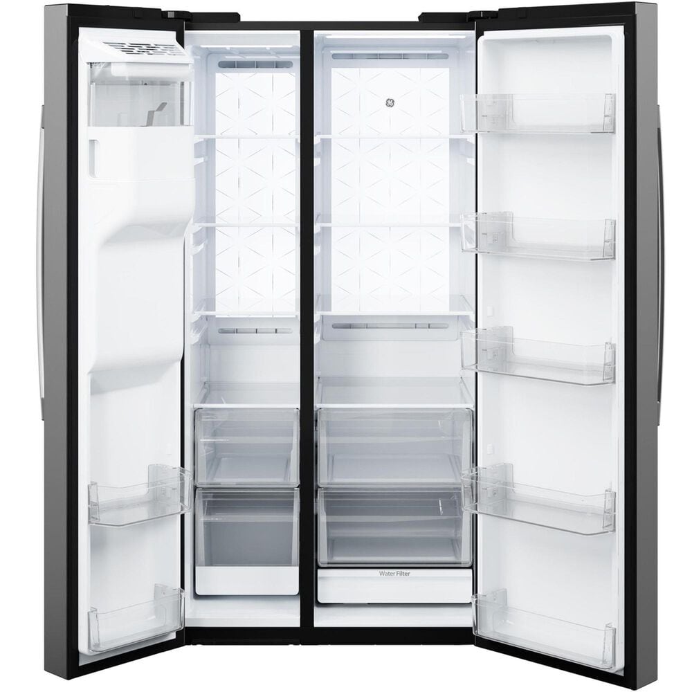 GE Appliances 27.7 Cu. Ft. Side-By-Side Refrigerator with LED Light Walls and Extra Tall Dispenser in Fingerprint Resistant Stainless Steel, , large