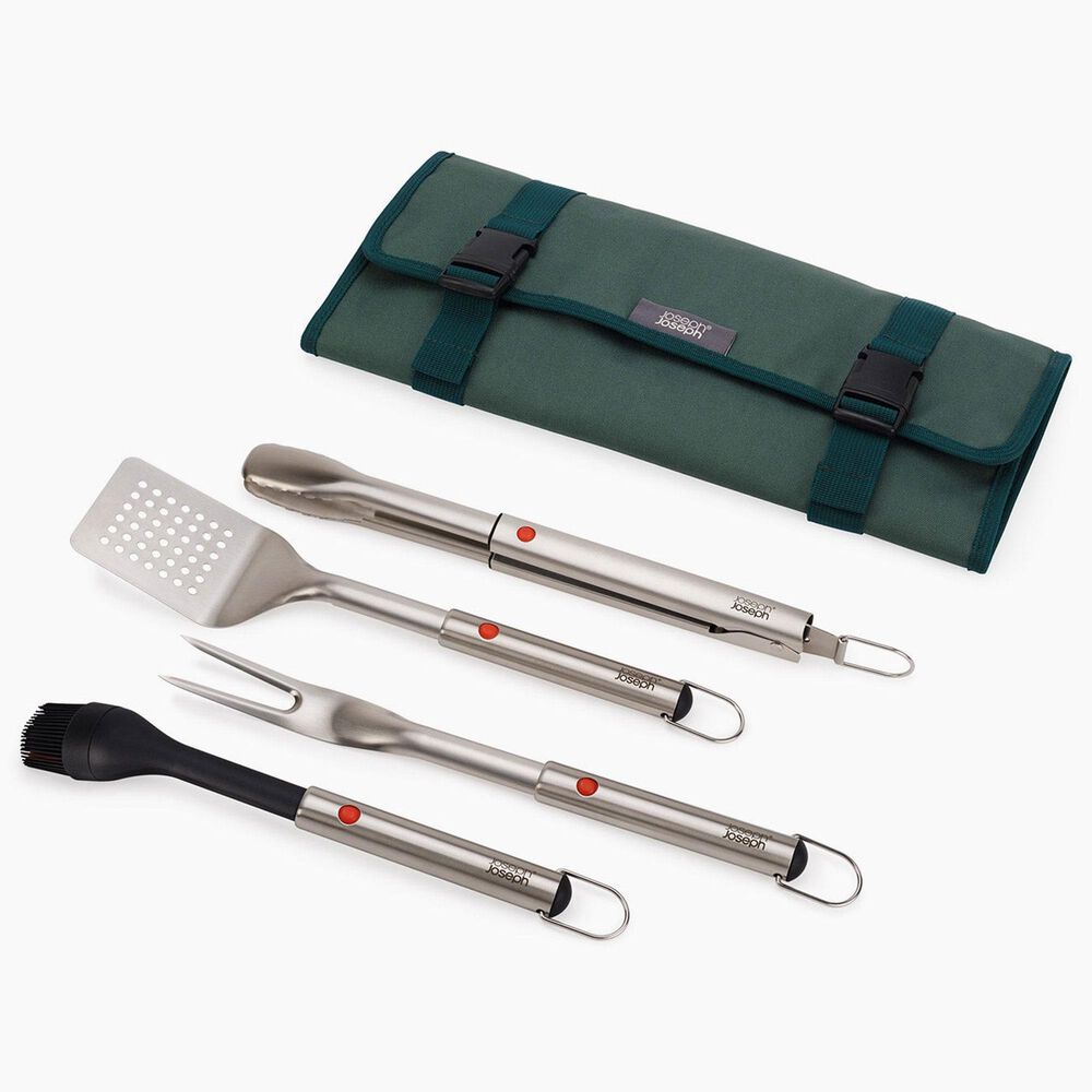 Joseph Joseph GrillOut 4-Piece BBQ Tool Set with Storage Case in Stainless Steel, , large