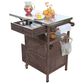 HOMLUX 40.5" Outdoor Kitchen Island with One Drawer in Brown and Stainless Steel, , large