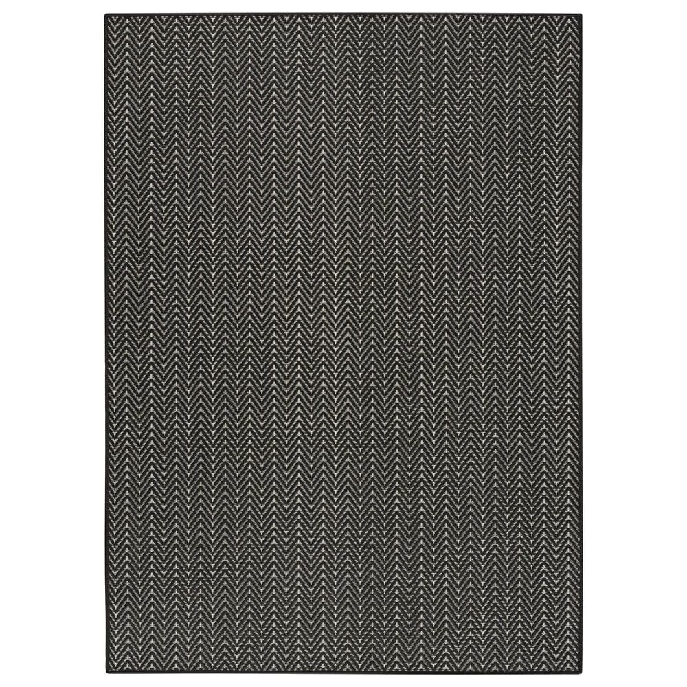 Nourison Horizon HOZ02 Black 4" x 6" Indoor/Outdoor Area Rug, , large