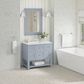James Martin Vanities Breckenridge 36" Single Bathroom Vanity in Serenity Blue with 3 cm White Zeus Quartz Top and Rectangular Sink, , large