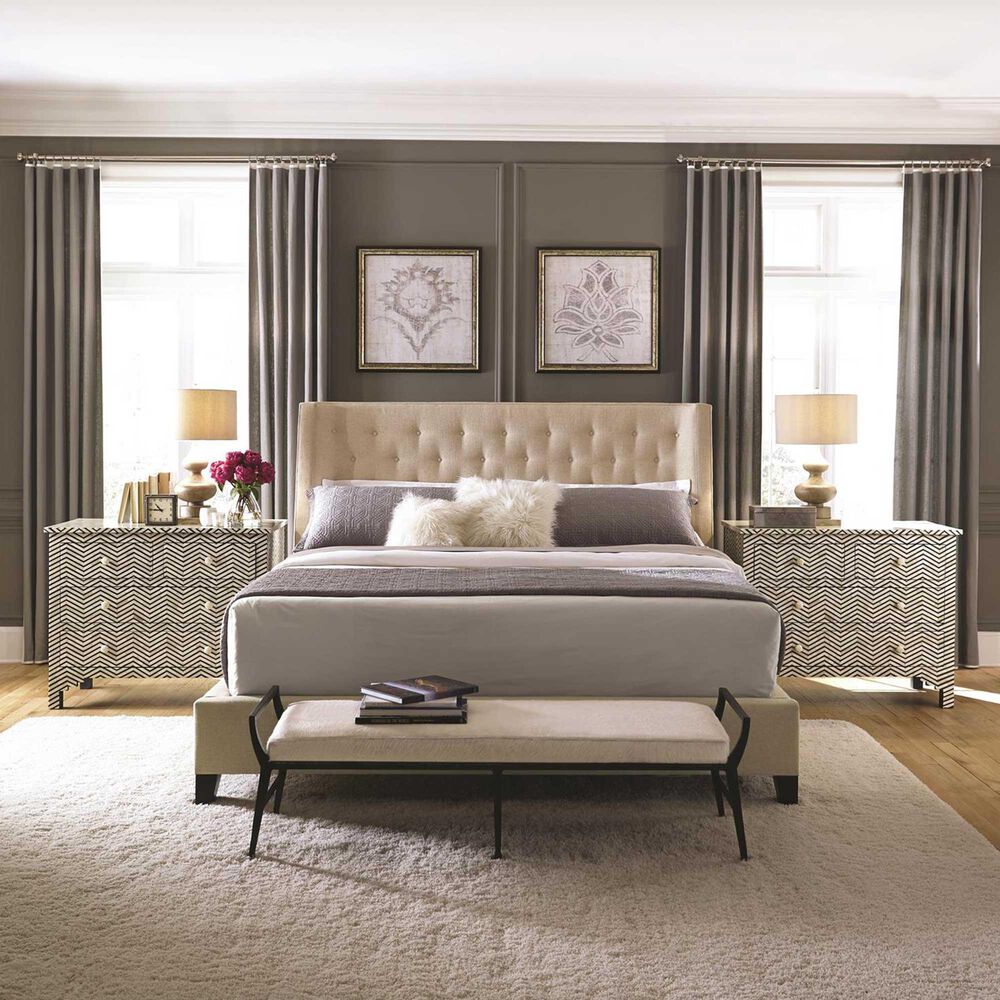 Bernhardt Maxime Queen Upholstered Bed in Cream, , large