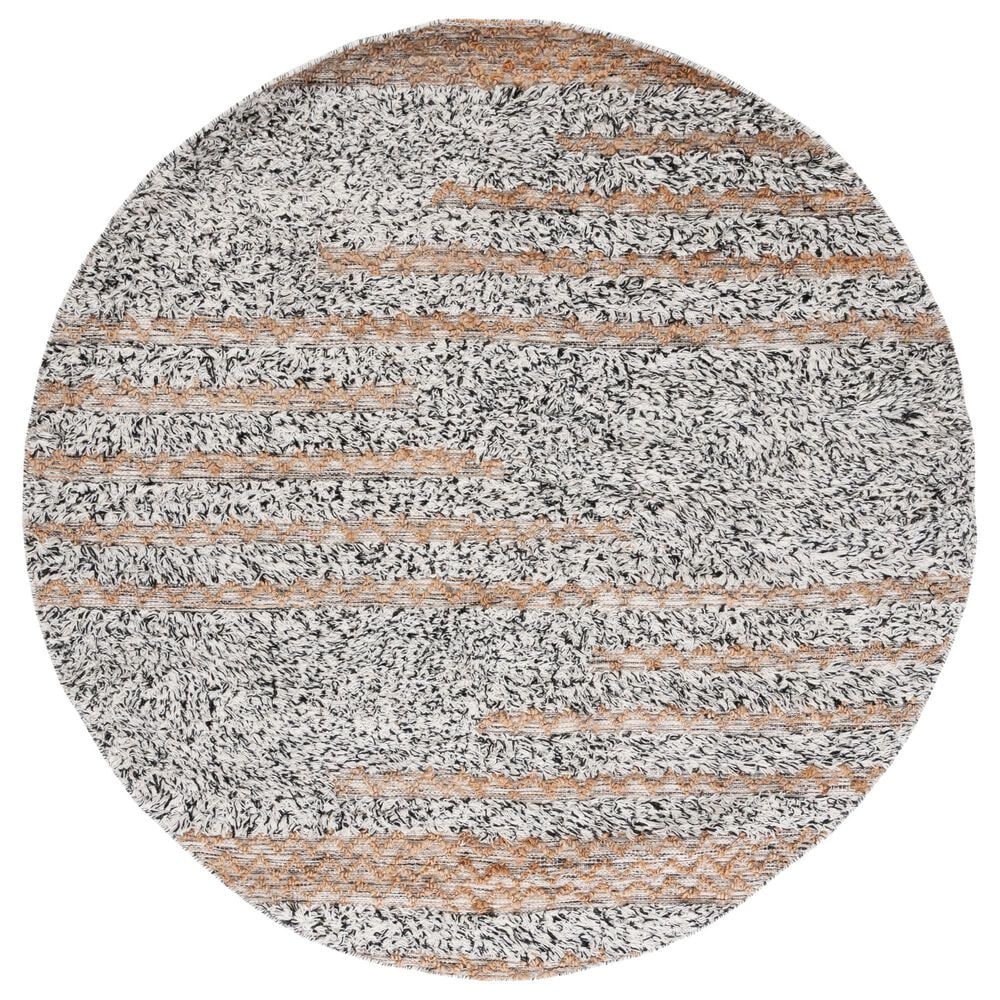 Safavieh Natura NAT720Z 6" Round Ivory and Black Area Rug, , large