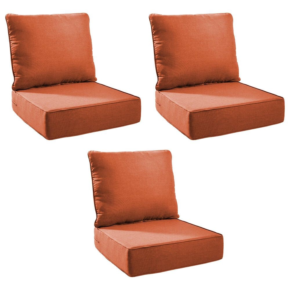 Sunwell Garden 22" Outdoor Seat and Back Cushion Set in Orange (Set of 3), , large