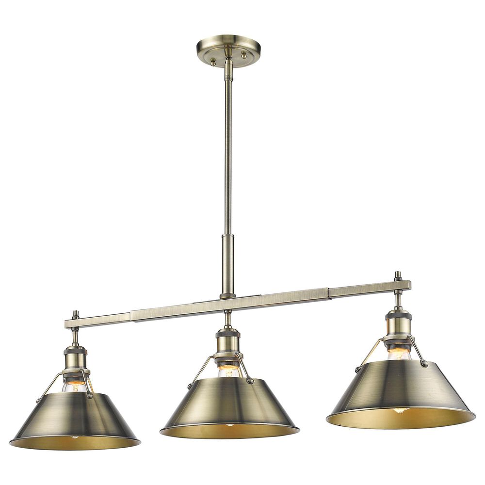 Golden Lighting Orwell 3-Light Linear Pendant in Aged Brass, , large