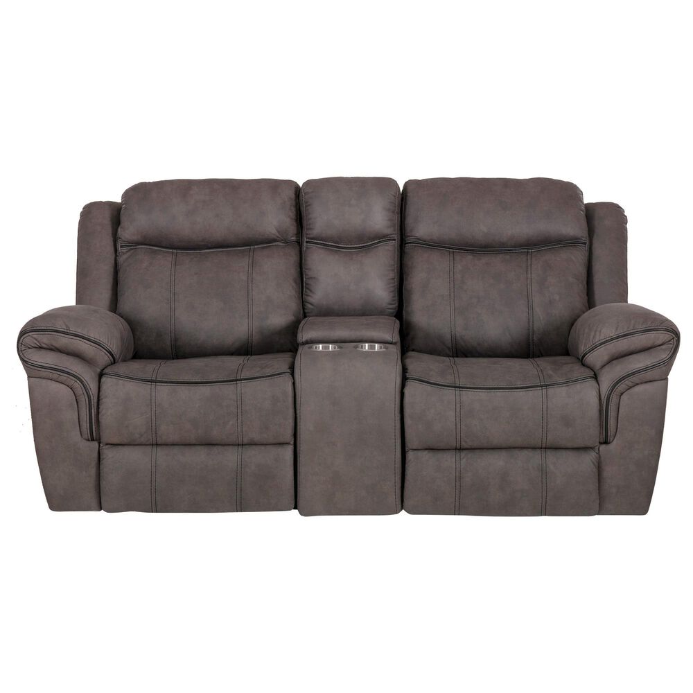 Linon Home Decor Galloway Manual Loveseat in Stone Gray, , large