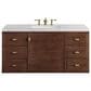 James Martin Vanities Amberly 48" Single Bathroom Vanity in Walnut with 3 cm Eternal Jasmine Pearl Quartz Top and Rectangular Sink, , large