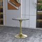 Leisuremod LeisureMod Verve Collection 27 Round Dining Table, Brushed Gold Base with Sintered Stone Black Top, , large