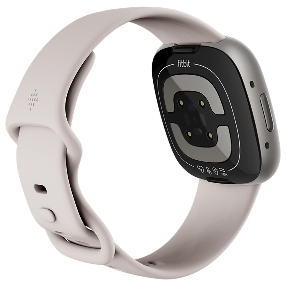 Fitbit Sense 2 Advanced Health Smartwatch Platinum Aluminum Case with Lunar White Band, , large