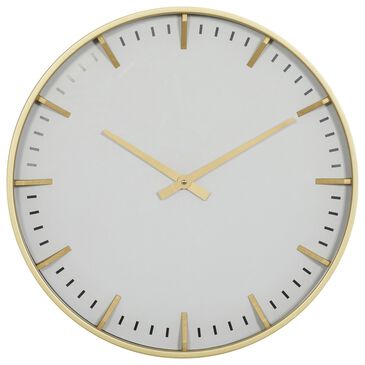 CosmoLiving by Cosmopolitan 20" Wall Clock in White and Gold, , large