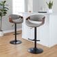 LumiSource Symphony Swivel Adjustable Bar Stool with Grey Upholstery in Walnut and Black (Set of 2), , large