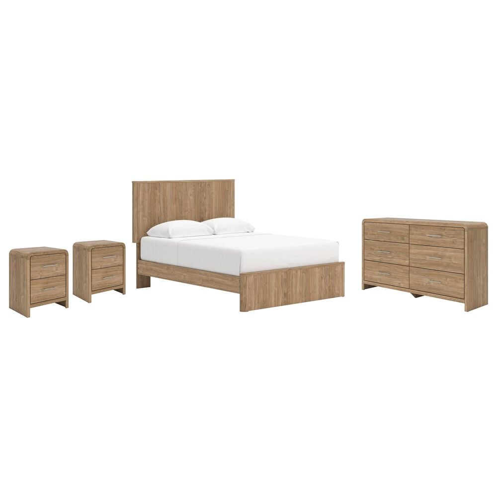 Ashley Gramburg 4 Piece Queen Platform Panel Bedroom Set in Warm Brown, , large
