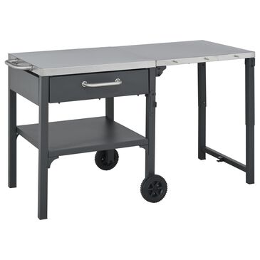 Hearth and Haven Outdoor Foldable Kitchen Cart with Side Table in Gray, , large