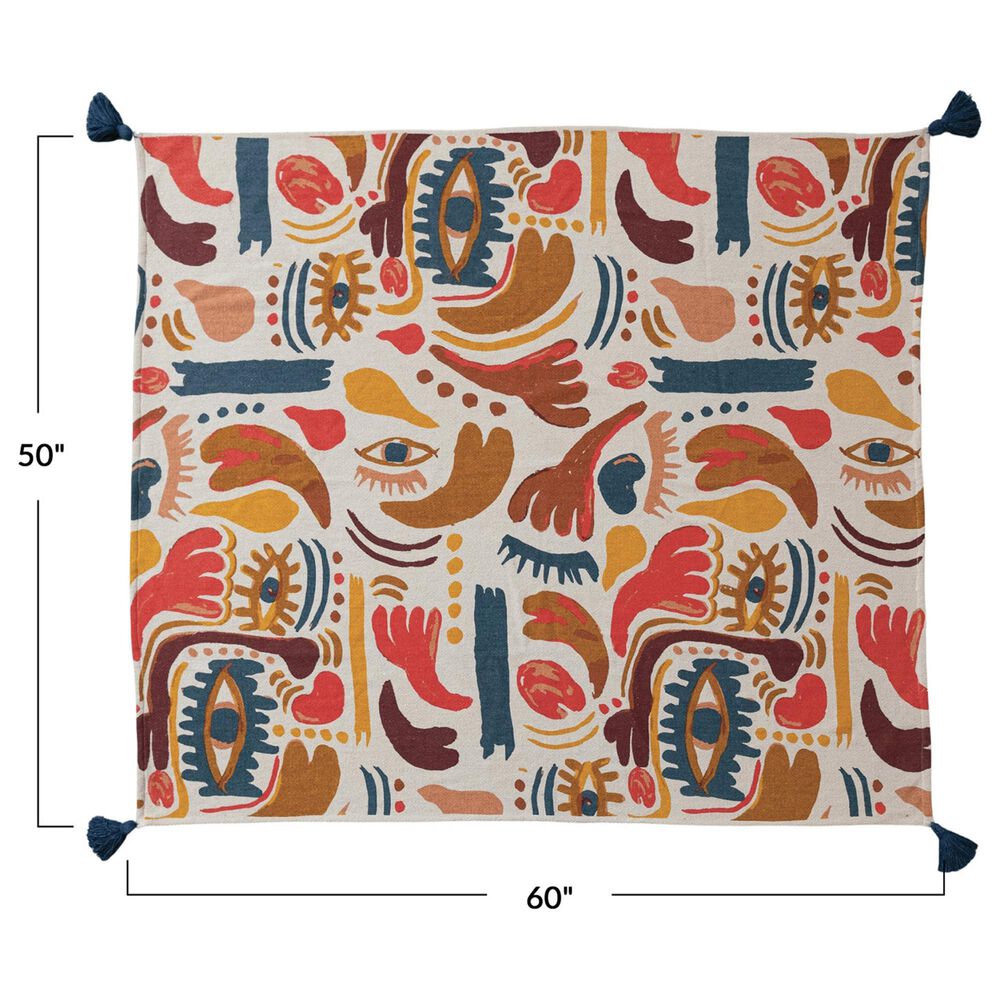 Teak Interiors 50&quot; x 60&quot; Blend Printed Throw in Multicolor, , large