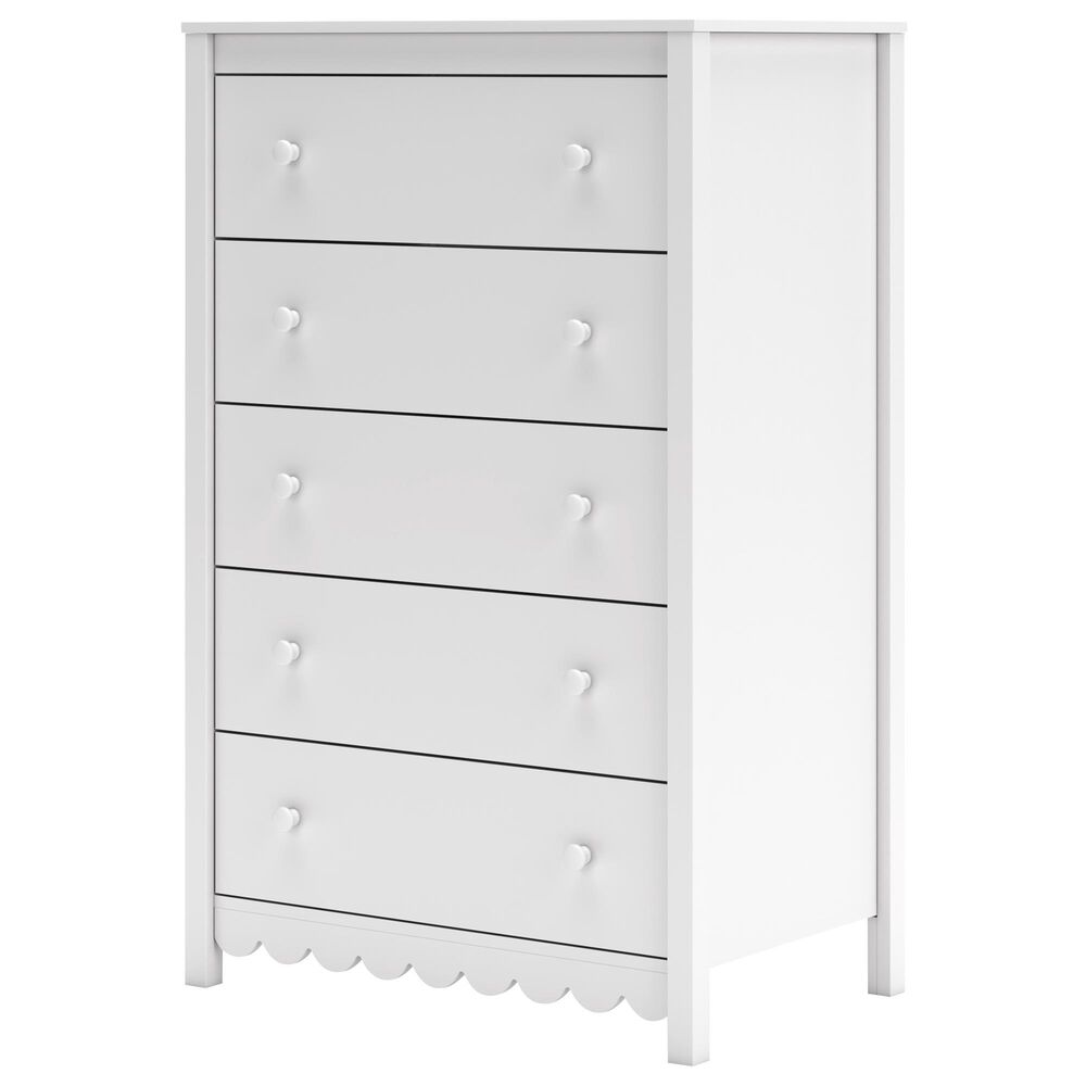 Ashley Hallityn 5-Drawer Chest in Matte White, , large