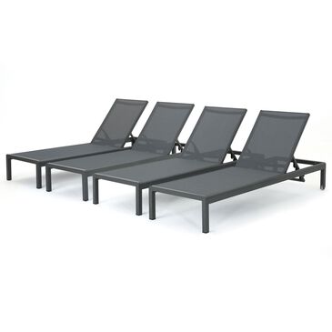 Noble House Cape Patio Adjustable Chaise Lounge in Grey (Set of 4), , large