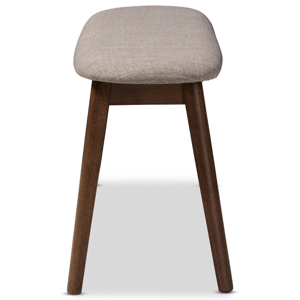 Baxton Studio Easton Bench with Light Grey Cushion in Walnut Brown, , large