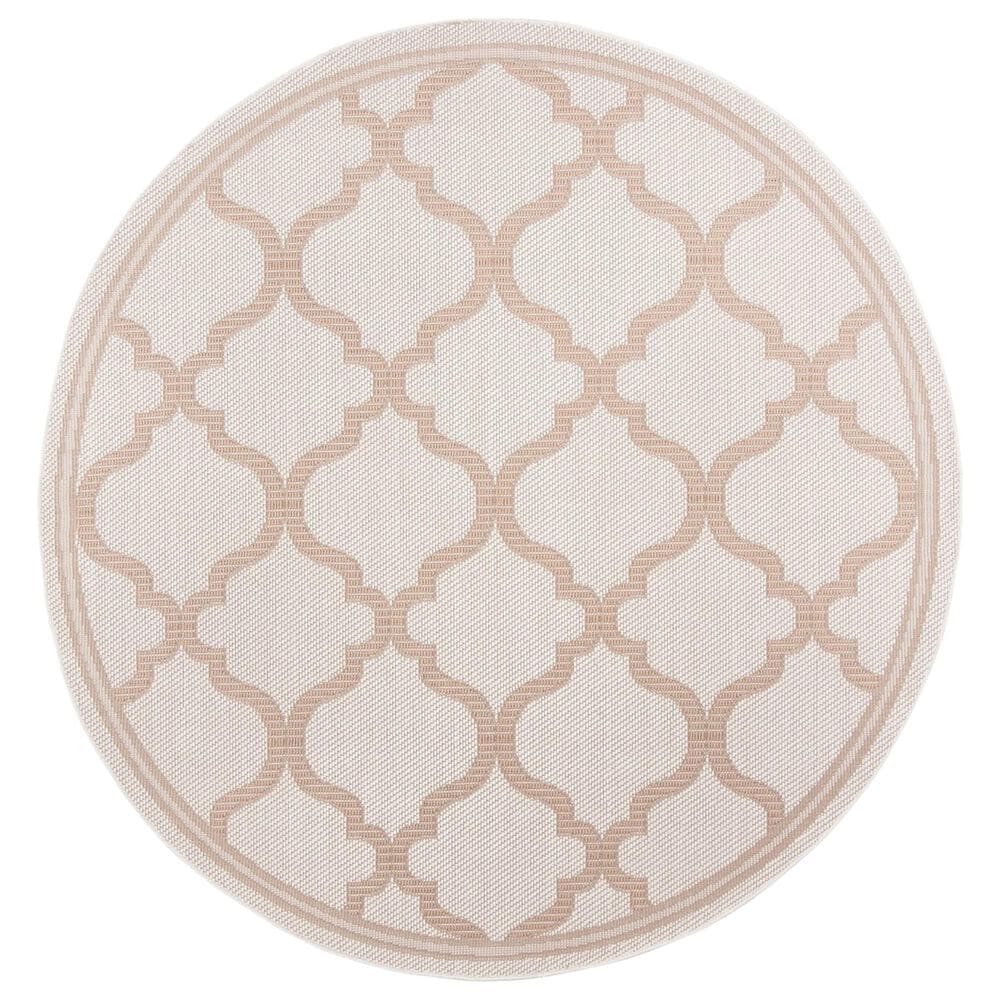 Safavieh Bermuda 5" Round Ivory and Beige Indoor/Outdoor Area Performance Rug, , large