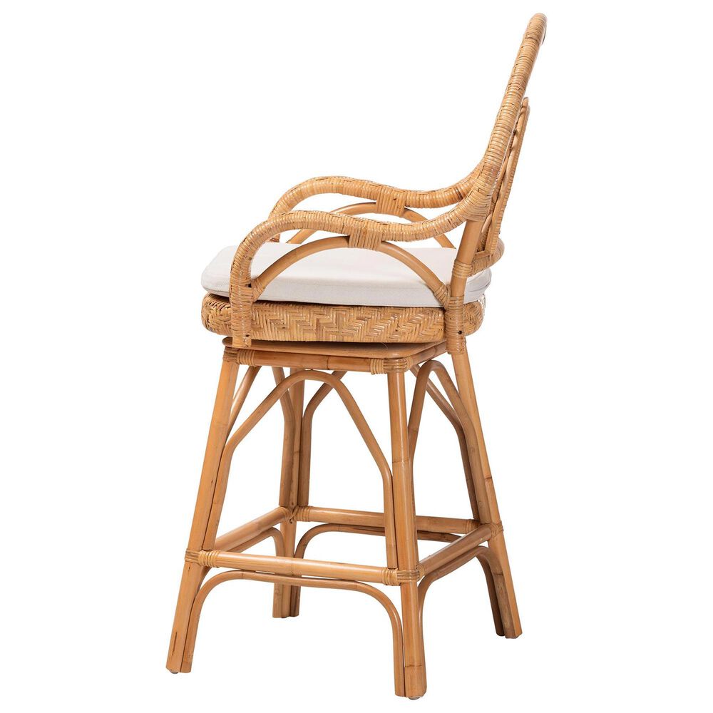 Baxton Studio Adam Swivel Counter Stool in Light Honey, , large