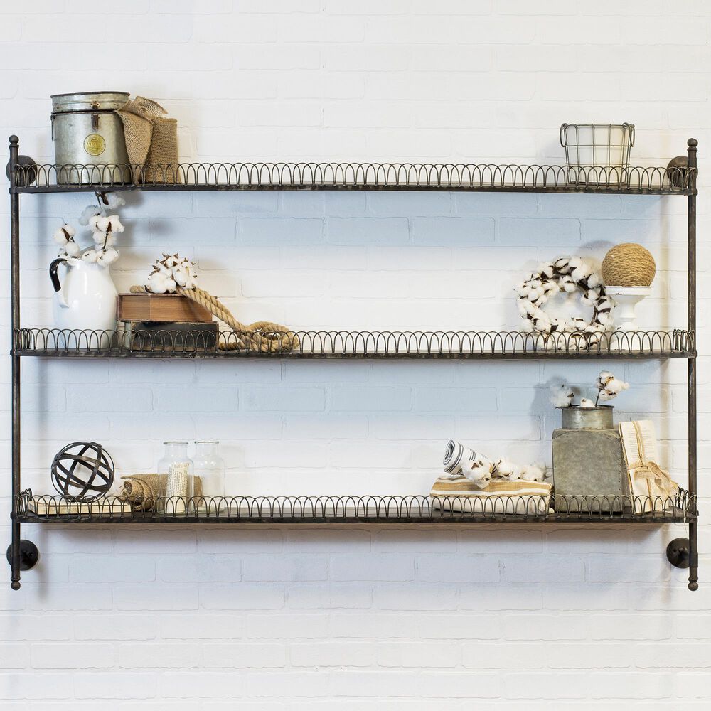 VIP Home and Garden 3-Tier Metal Wall Rack in Gray, , large