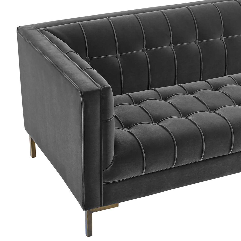 37B Isaac Channel Stitched Stationary Loveseat in Moonlight Gray Velvet, , large