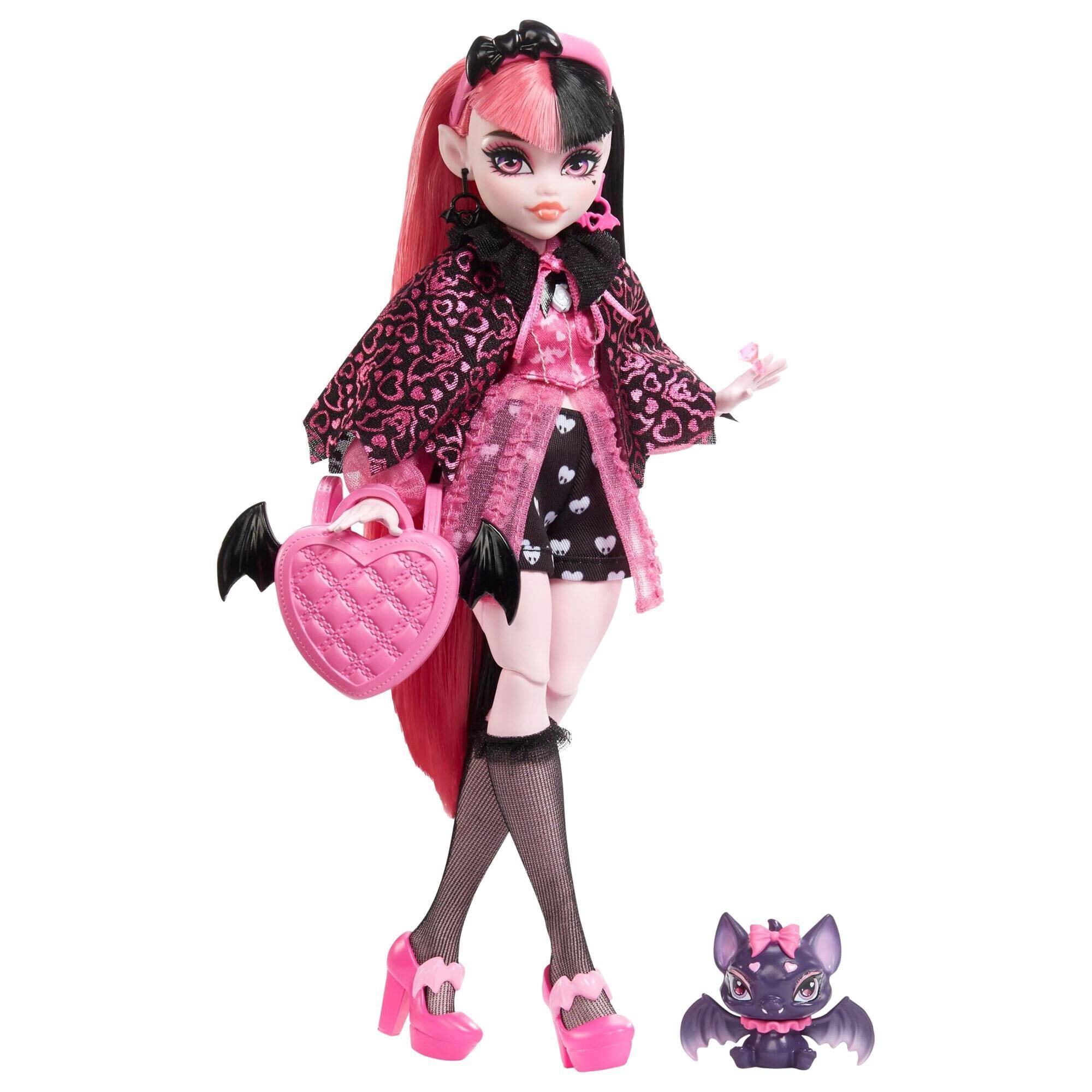 Mattel Monster High Draculaura Doll with Pet and Accessories in Pink and Black NFM