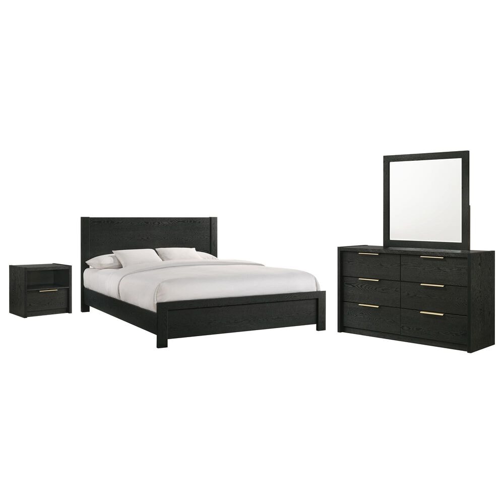 Mayberry Hill South Bend 4 Piece King Panel Bedroom Set in Black, , large