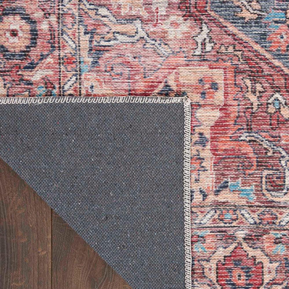 57 Grand by Nicole Curtis Series 1 2&#39; x 6&#39; Brick Red and Blue Runner, , large