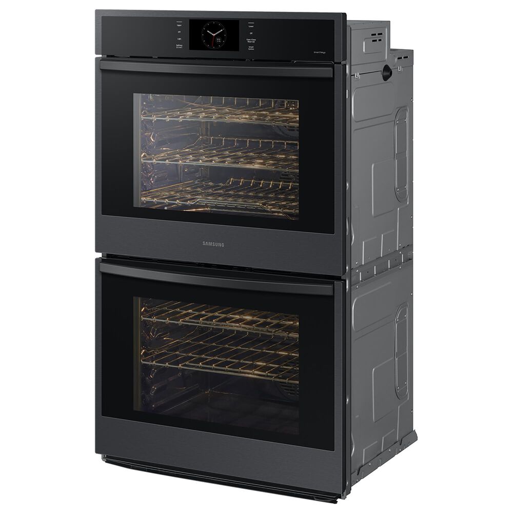 Samsung 30&quot; Double Electric Wall Oven with Convection and Steam Cook in Matte Black Steel, , large