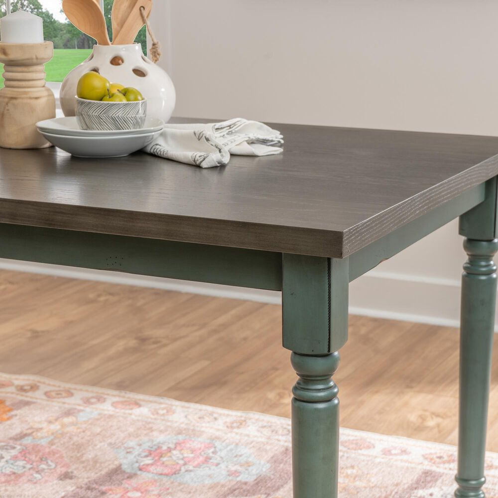 Linon Home Decor Willow Dining Table in Burnished Smoke and Teal - Table Only, , large