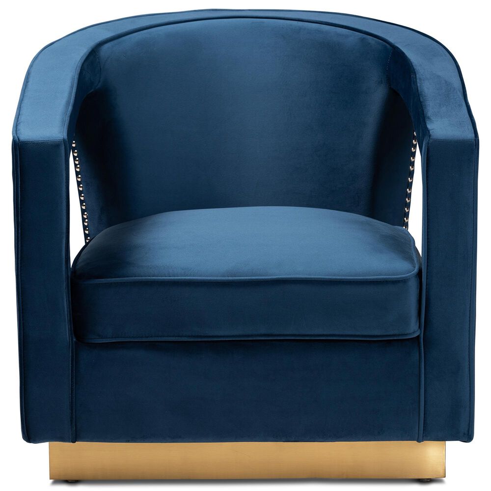 Baxton Studio Neville Arm Chair in Navy Blue, , large