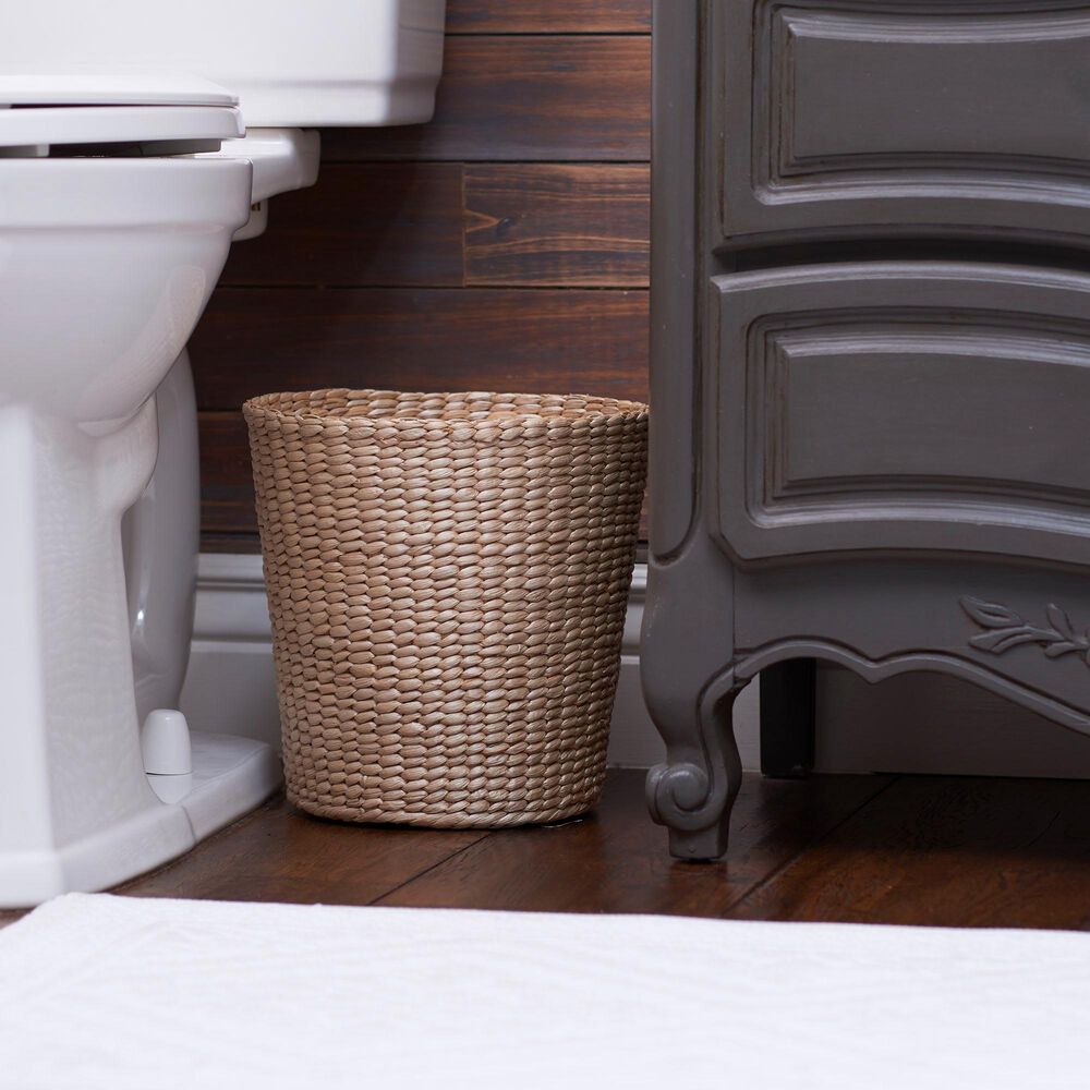 Household Essentials 3-Piece Wicker Bathroom Accessories Set with Toilet Tissue Stand, Wastebasket and Tissue Box in Brown, , large