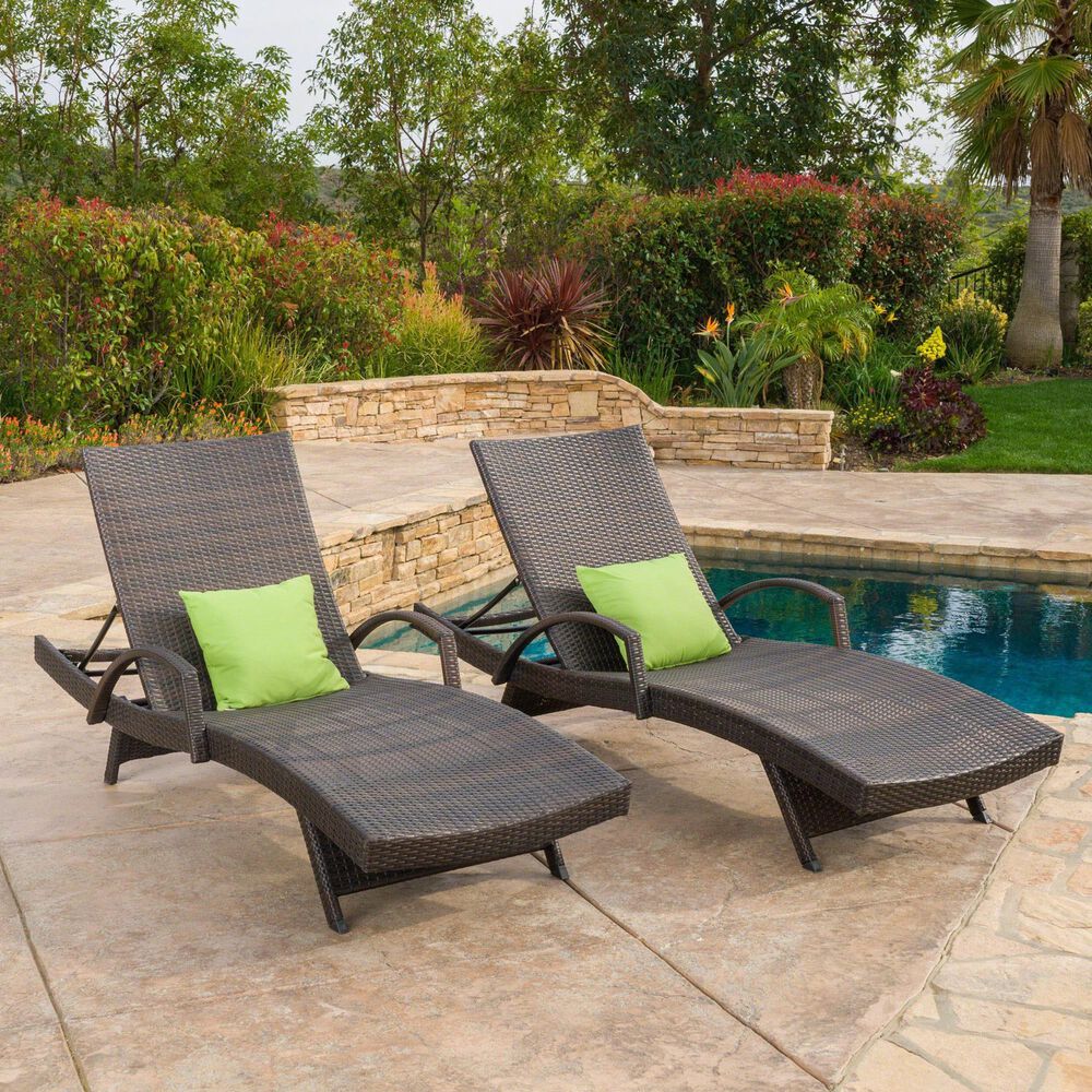 Noble House Salem Patio Chaise Lounge in Multi-Brown &#40;Set of 2&#41;, , large