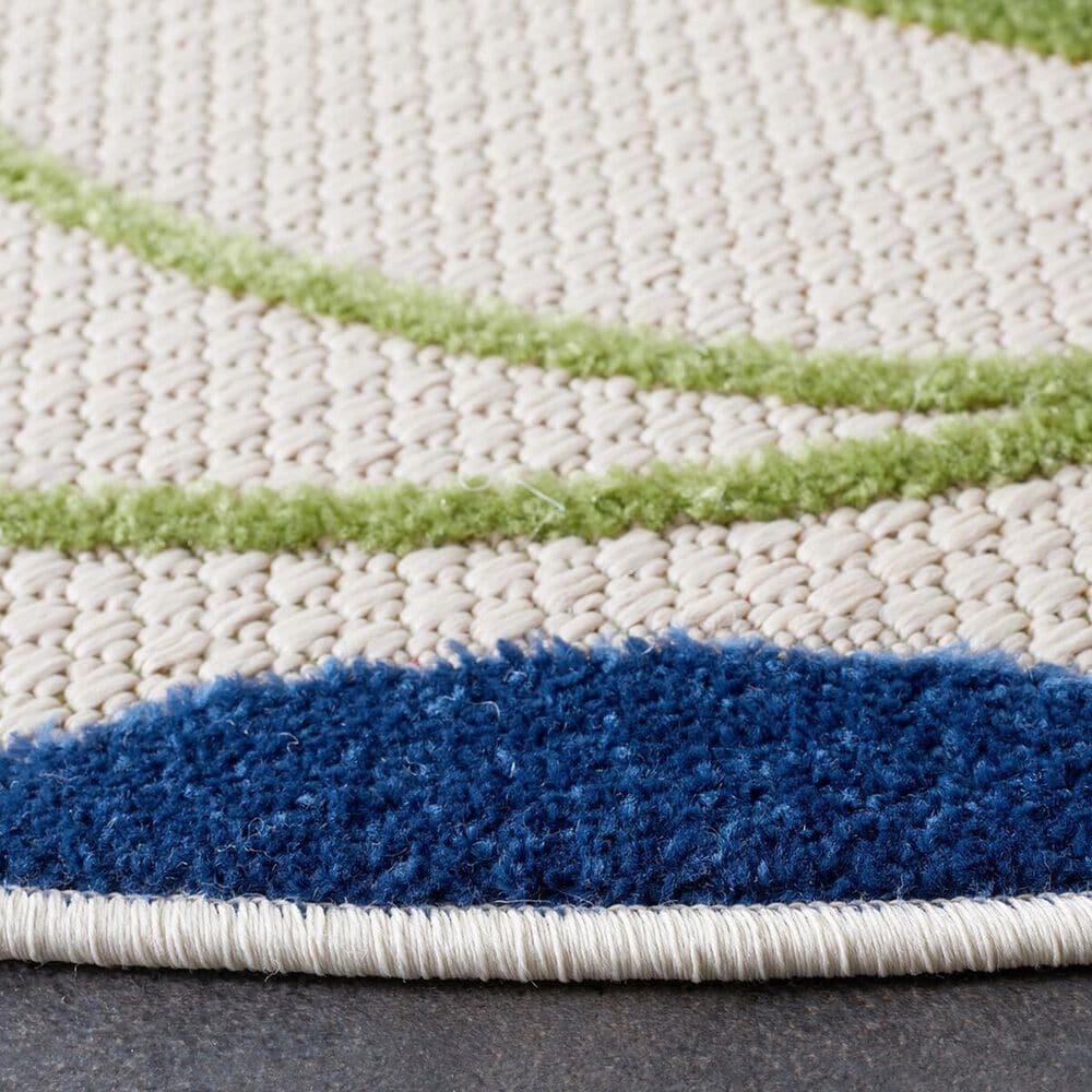 Safavieh Cabana CBN369A 6&#39;7&quot; Round Ivory and Green Indoor/Outdoor Area Performance Rug, , large