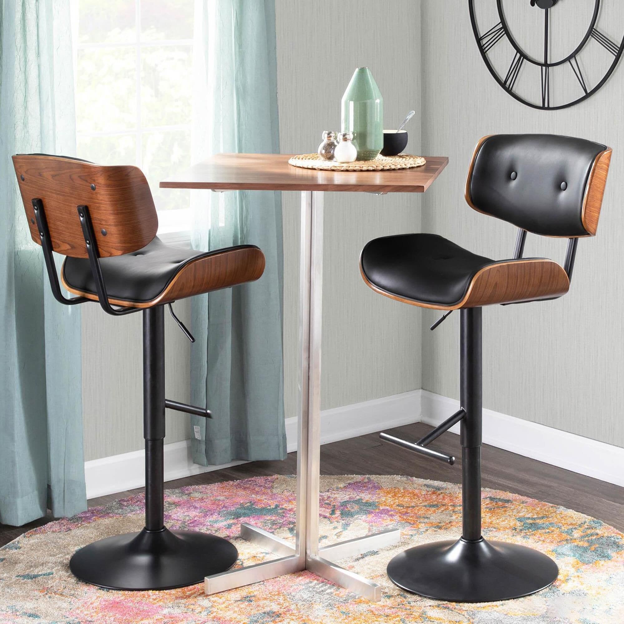 Lombardi black & walnut adjustable swivel barstool new arrivals