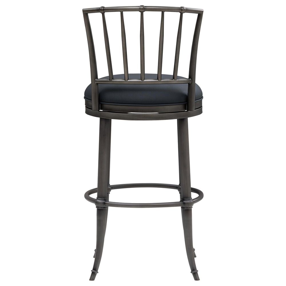 Armen Living Vince Bar Height Stool with Night Life Blue Upholstery in Antique Pewter, , large