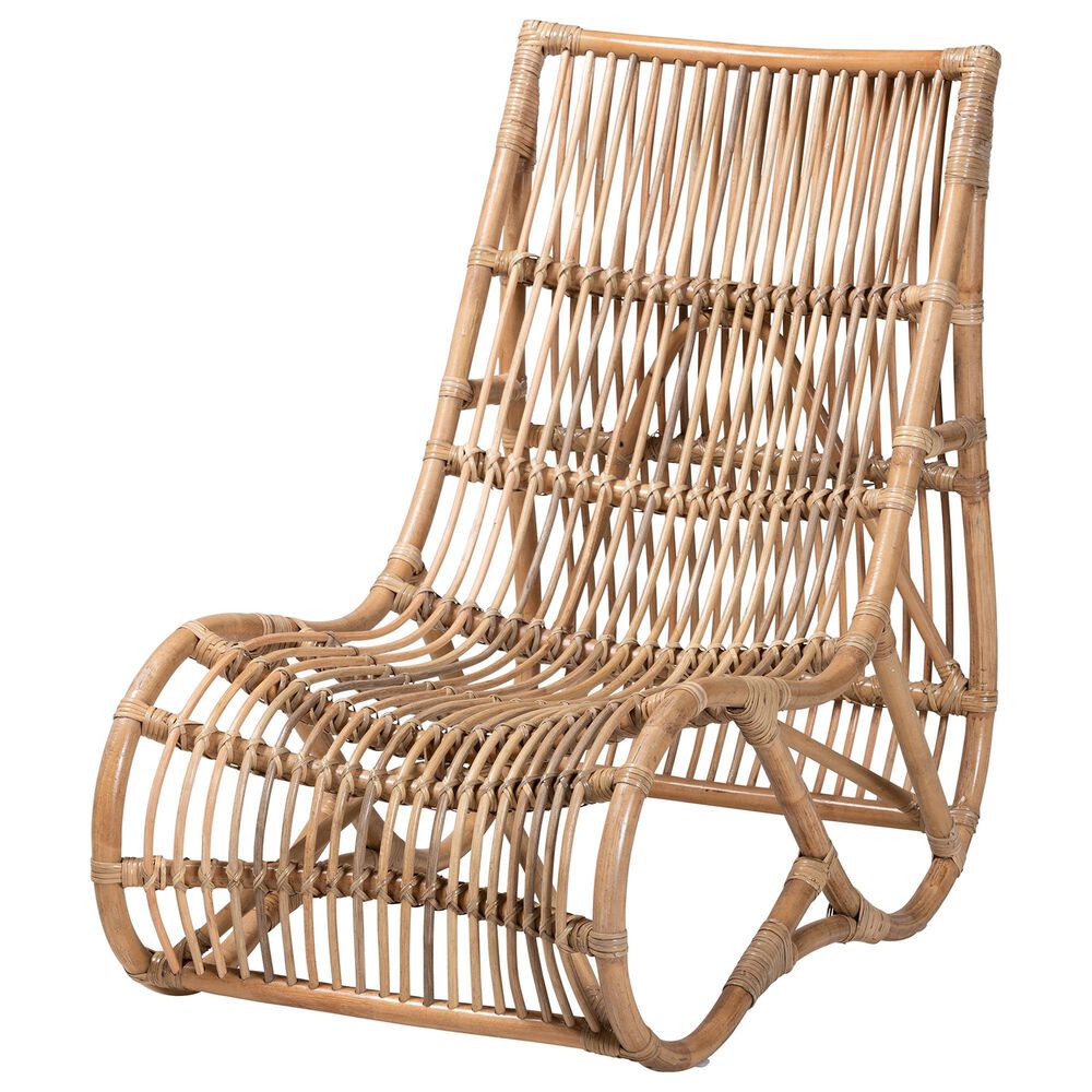 Baxton Studio Genera Rattan Lounge Chair in Natural, , large