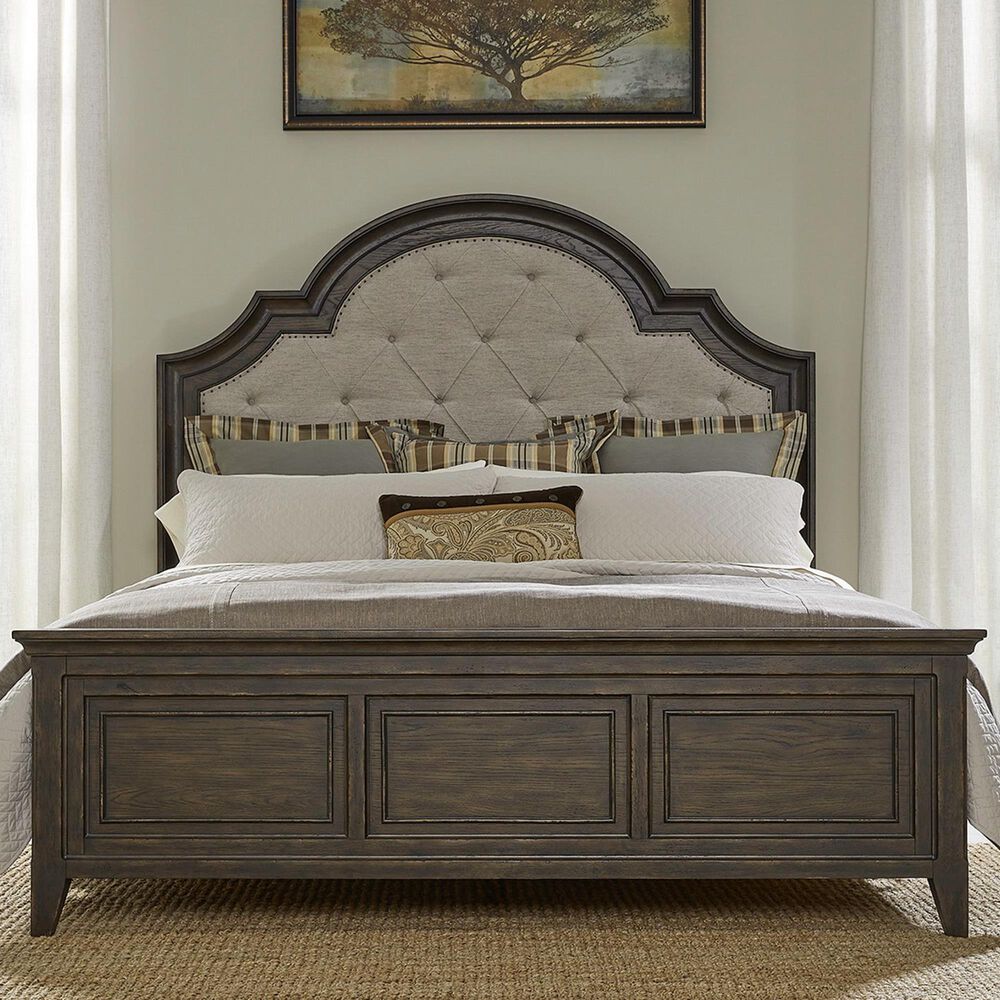 Belle Furnishings Paradise Valley Upholstered Bed and 2 Nightstands in Saddle Brown, , large