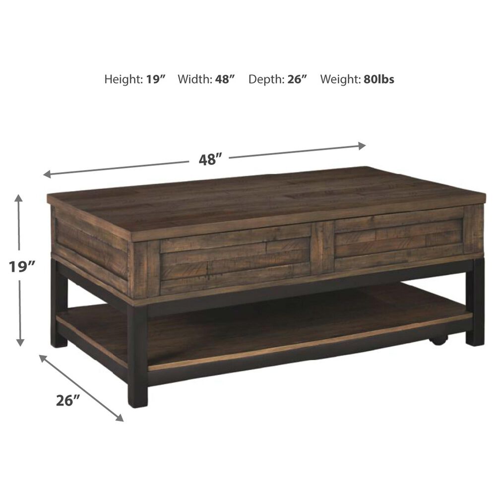 Ashley Johurst Lift Top Cocktail Table in Grayish Brown and Black, , large