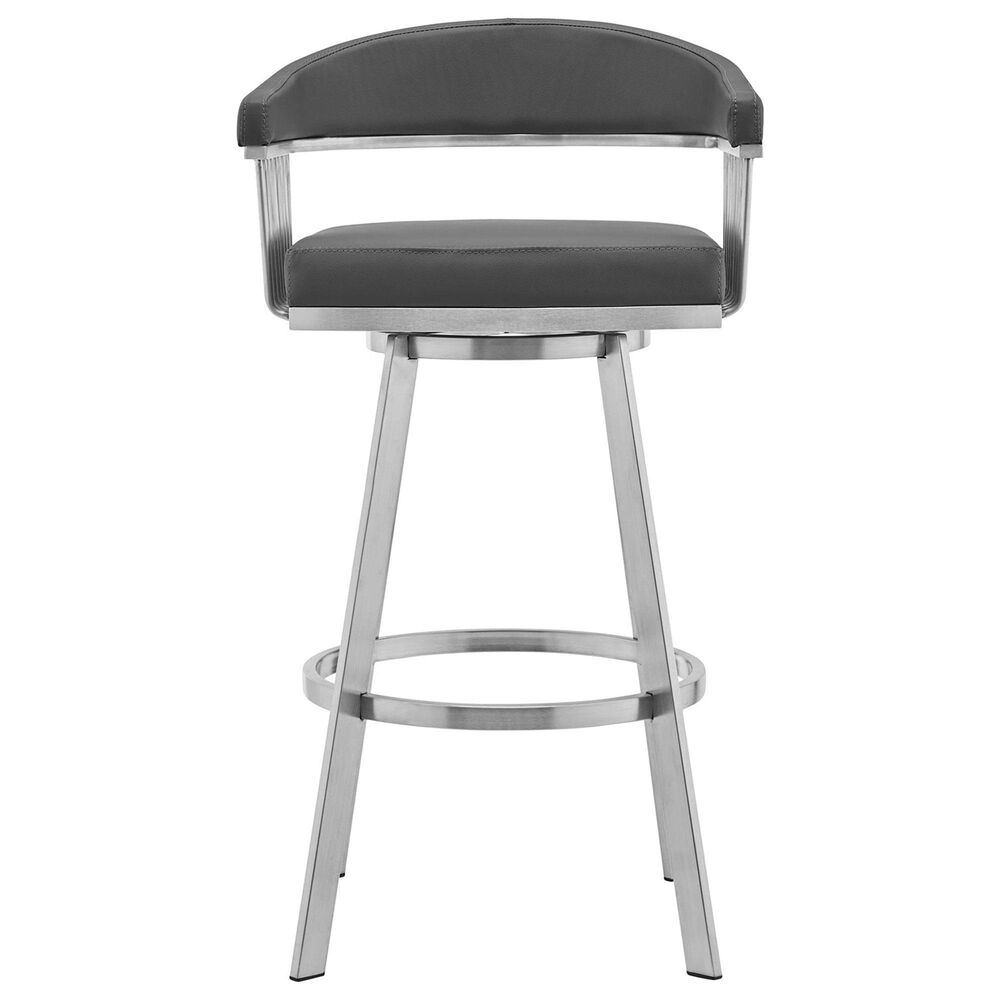 Blue River Chelsea 26&quot; Swivel Counter Stool with Gray Cushion in Brushed Stainless Steel, , large