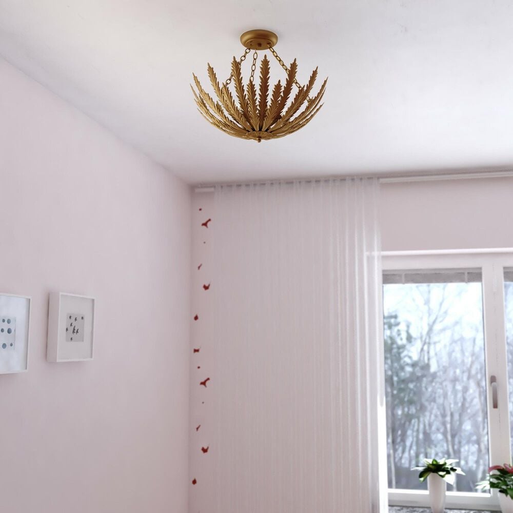 Vaxcel International Co. Ltd. Ozette 3-Light Semi-Flush Mount in Painted Gold, , large